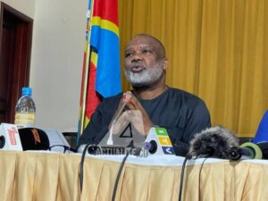 Corneille Nangaa lors d'une conférence de presse à Goma/Photo actualite-cd